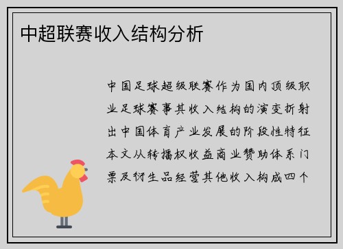 中超联赛收入结构分析