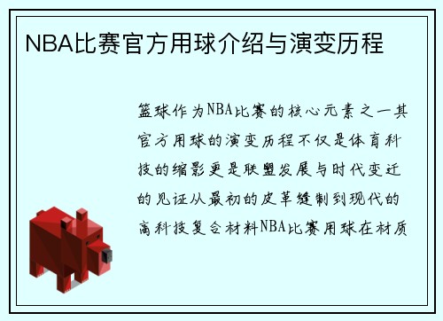 NBA比赛官方用球介绍与演变历程